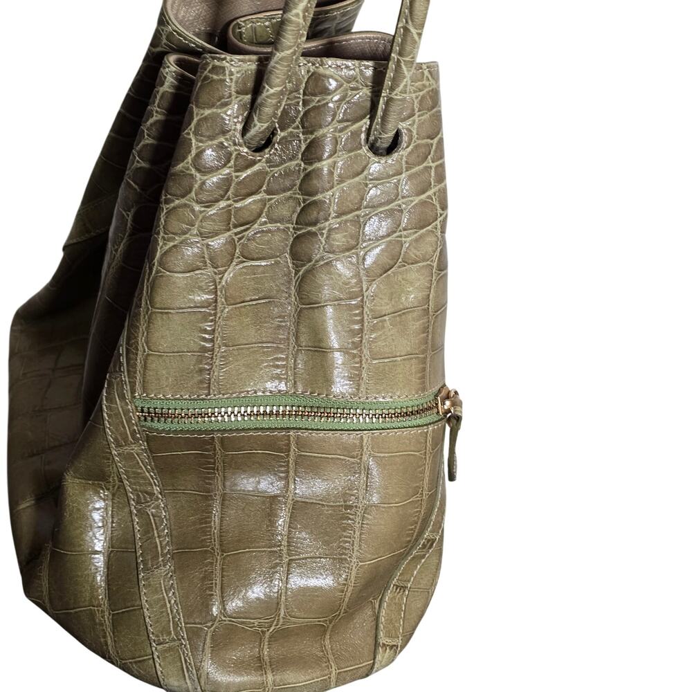 Vintage Brahmin in Pristine Condition Green Croc Embossed Leather With Bag - Picture 6 of 14